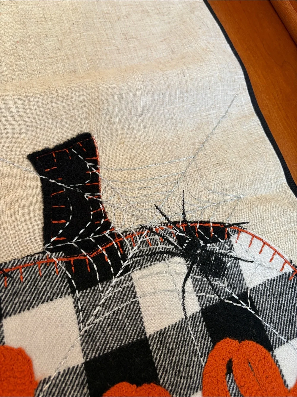 Halloween Pumpkin BOO Plaid Buffalo Check Table Runner Farmhouse Rustic Fall